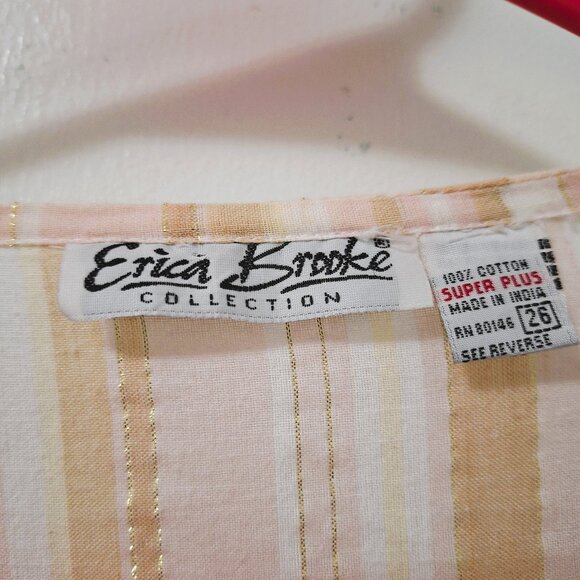 Erica Brooke Coral Beaded Medallion Striped Long Sleeve Top Size 26 - Picture 5 of 13